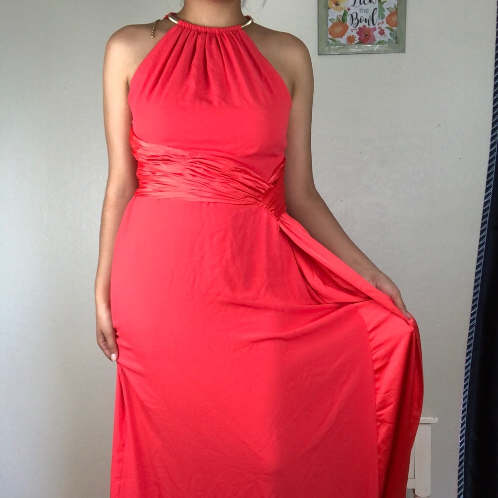 Nine West orange floor length dress